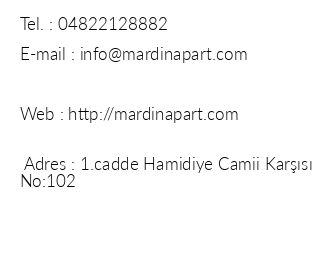 Mardin Apart Otel iletiim bilgileri